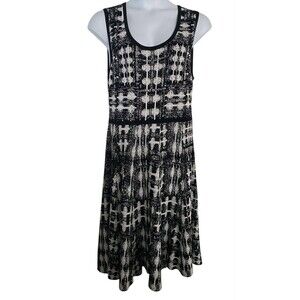 Carmen Marc Valvo Midi Knit Dress Sleeveless Fit Flare